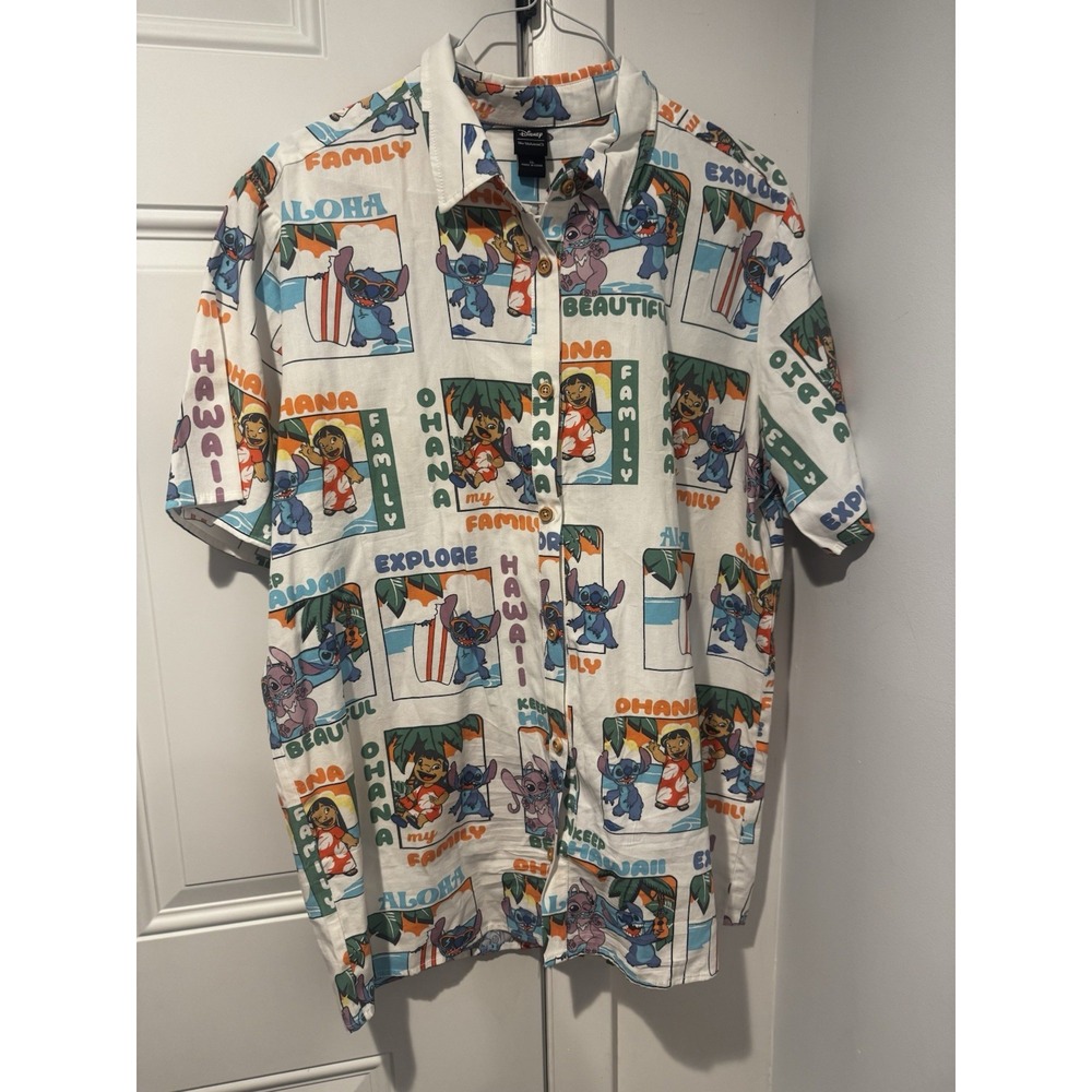 Disney‎ Her Universe Women's lilo & Stitch Button Down Shirt AOP SS sz XL NWT